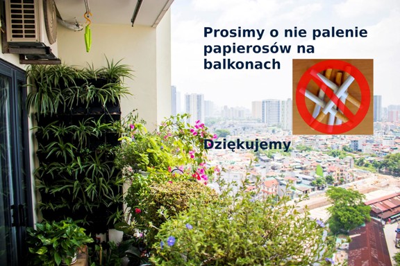 prośba o nie palenia na balkonach