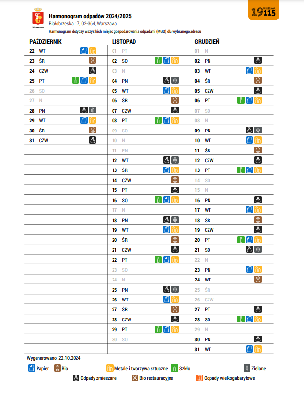 harmonogram_wywozu_odpadów_2024_Bi17 Polbest | Zarządzanie i Administrowanie nieruchomościami Warszawa - Wspólnota ul. Białobrzeska 17 Warszawa